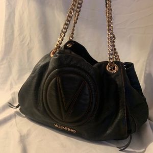 Valentino Black Pebble Leather Classic Tote Bag